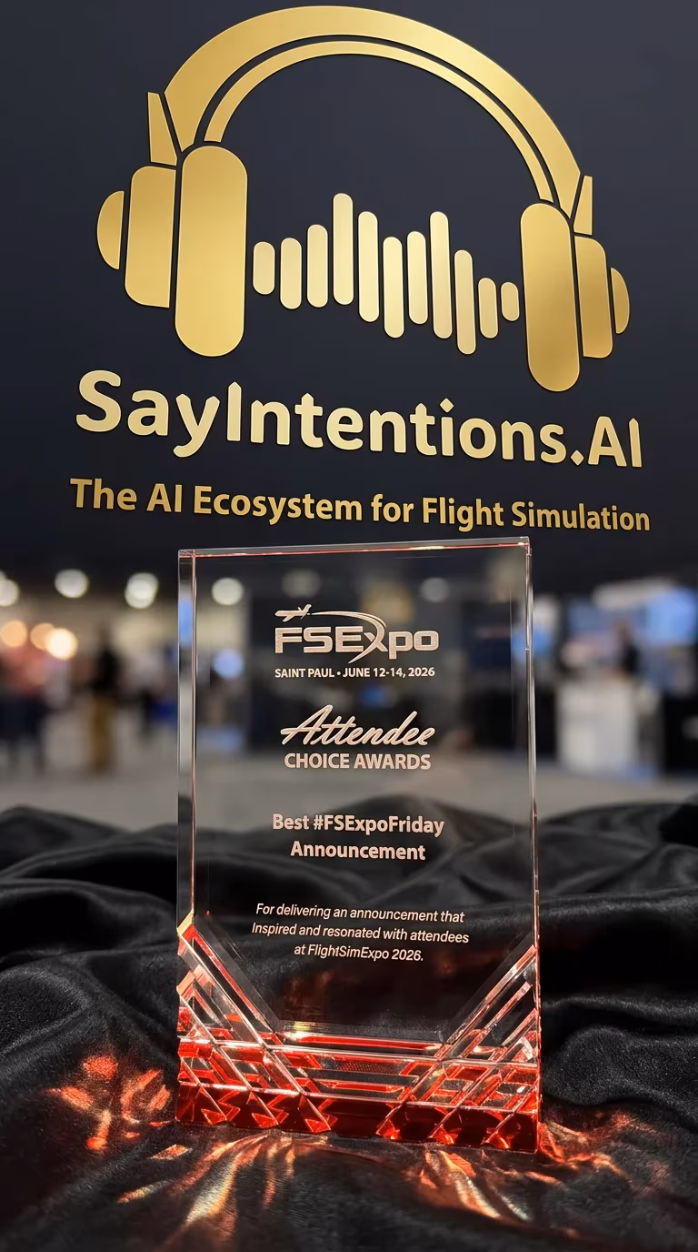 SayIntentions.AI receiving the FSExpo 2026 Best #FSExpoFriday Announcement recognition